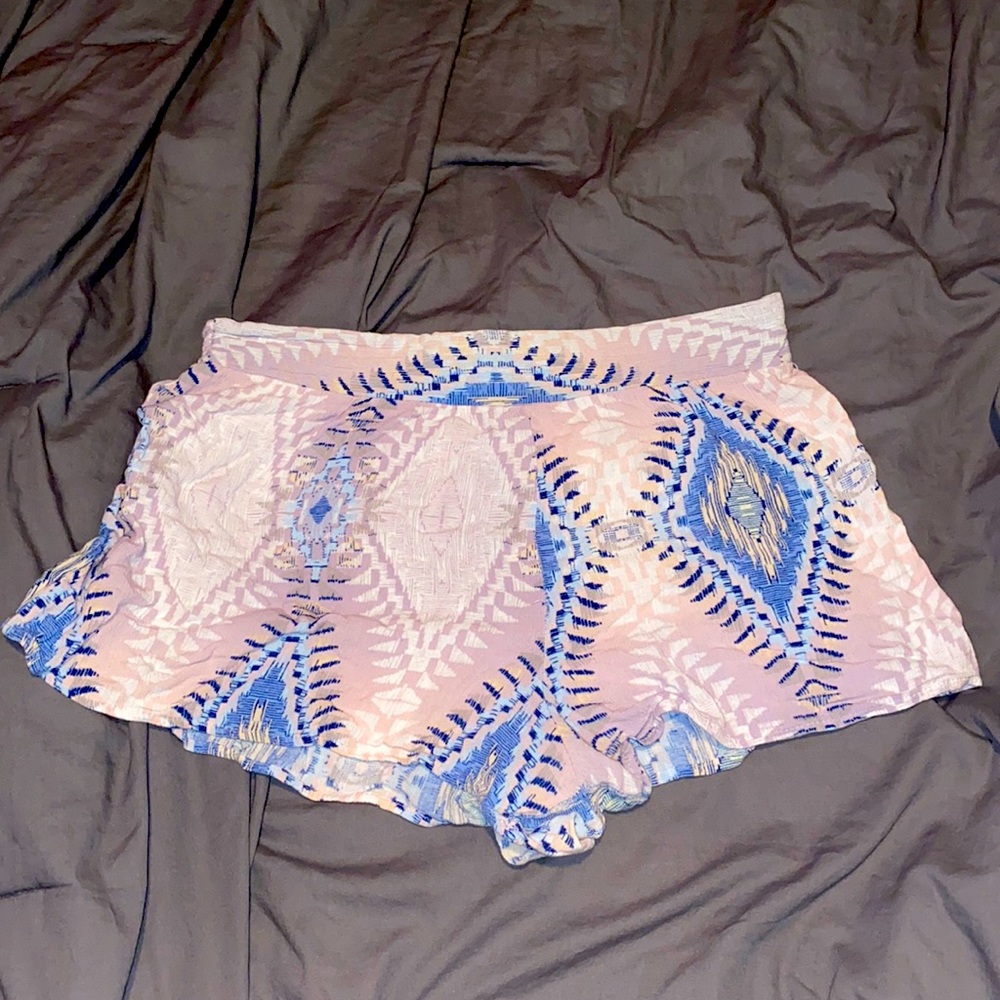Tribal pattern pink and blue shorts
